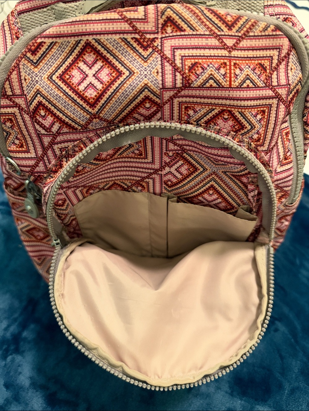 Kipling Mini Backpack in Pink Geometric Pattern - Picture 3 of 3